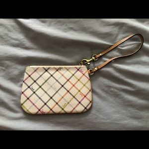 Coach White Plaid Wristlet